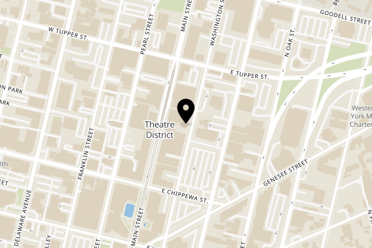 Map showing the location of Hearth + Press on 665 Main St in Buffalo